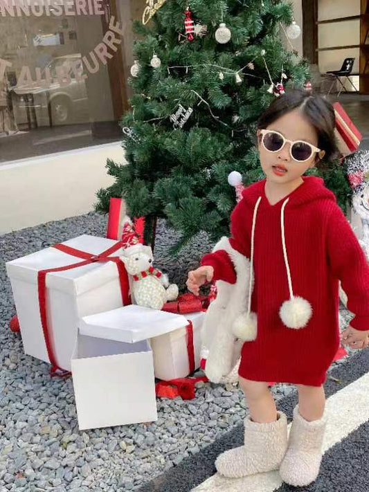 Merry Pom Hoodie Dress