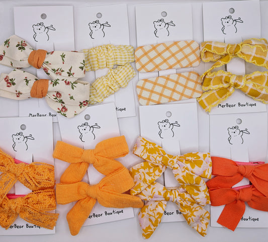 Orange & Yellow Bow Clips
