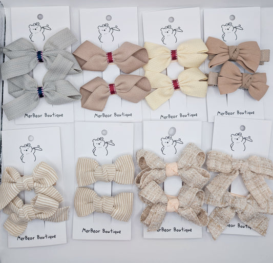Cream Bow Clips