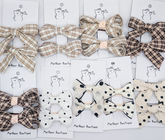 Plaid & Dotted Bow Clips