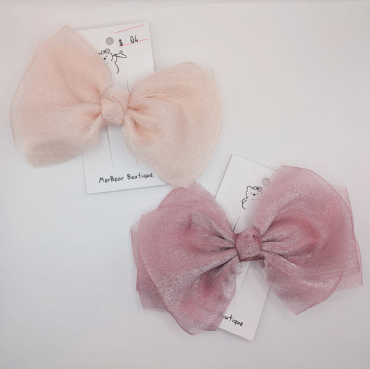 Shimmer Chiffon Bows – Pink & Mauve