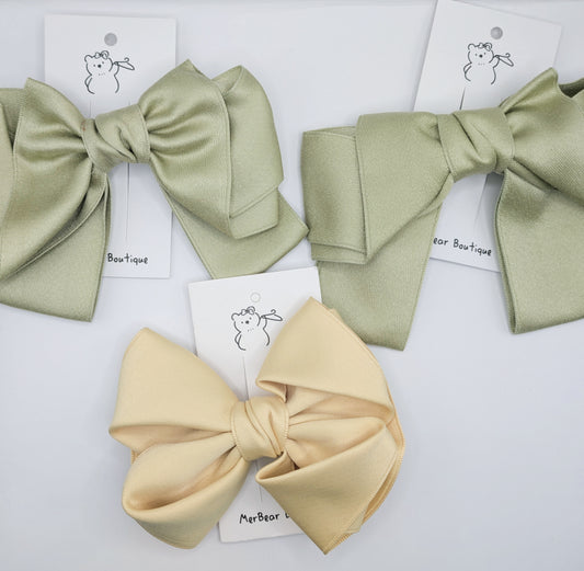 Classic Satin Statement Bows – Sage & Buttercream