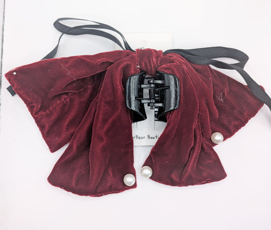 Velvet Rose Statement Clips – Deep Burgundy