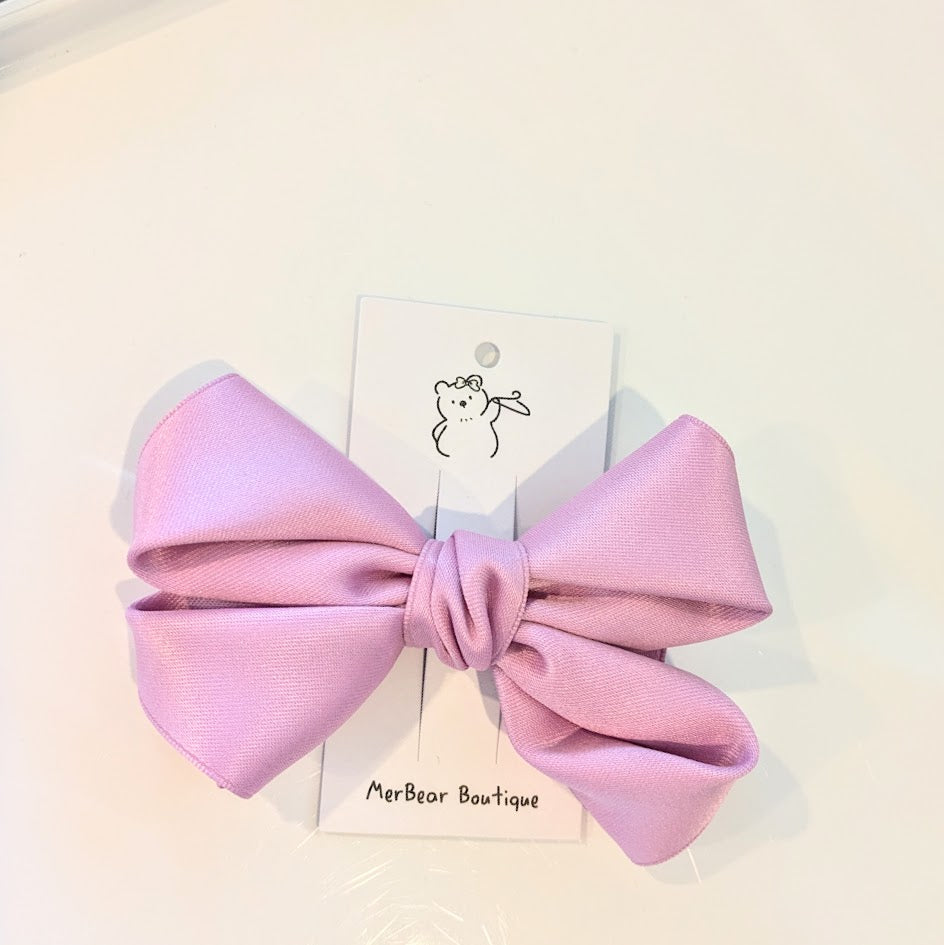 Thick Satin Bows - soft yellow and purple