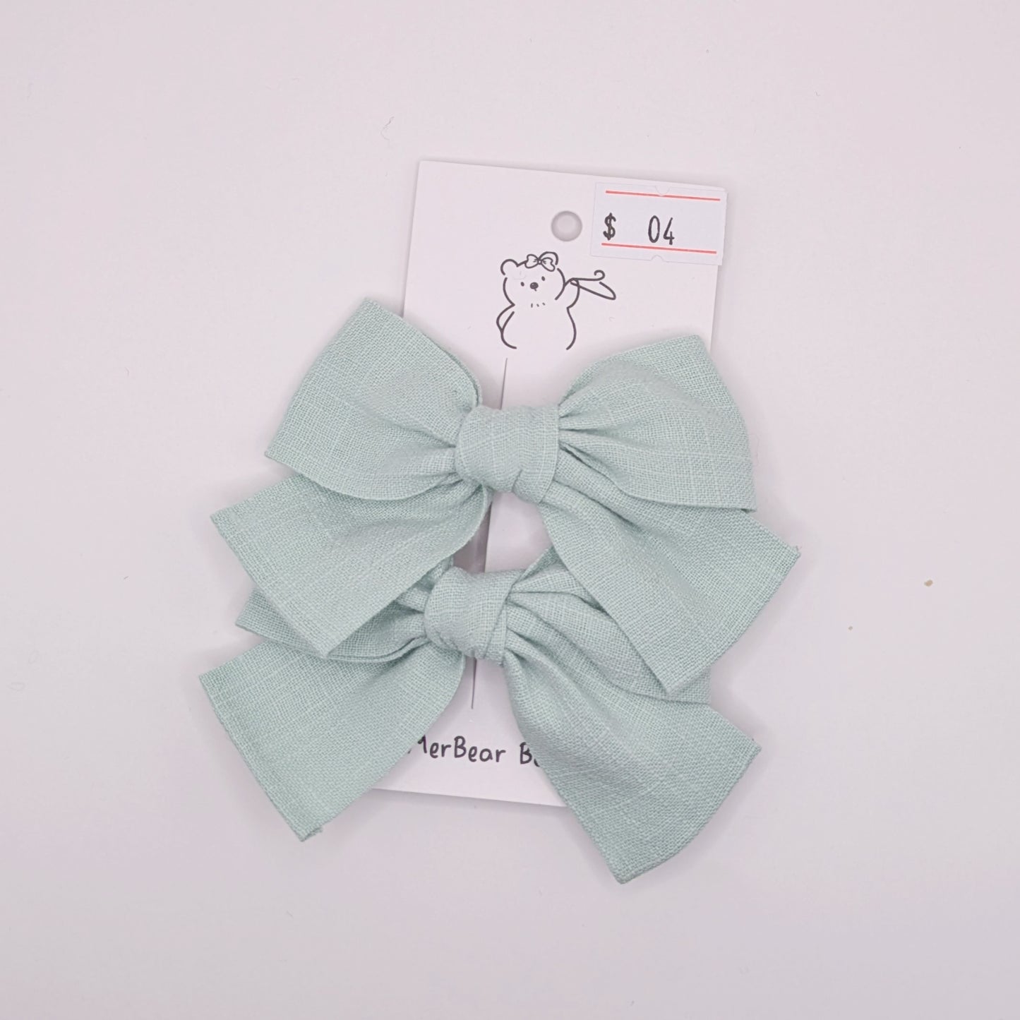 Blue & Green Large Bow Clips
