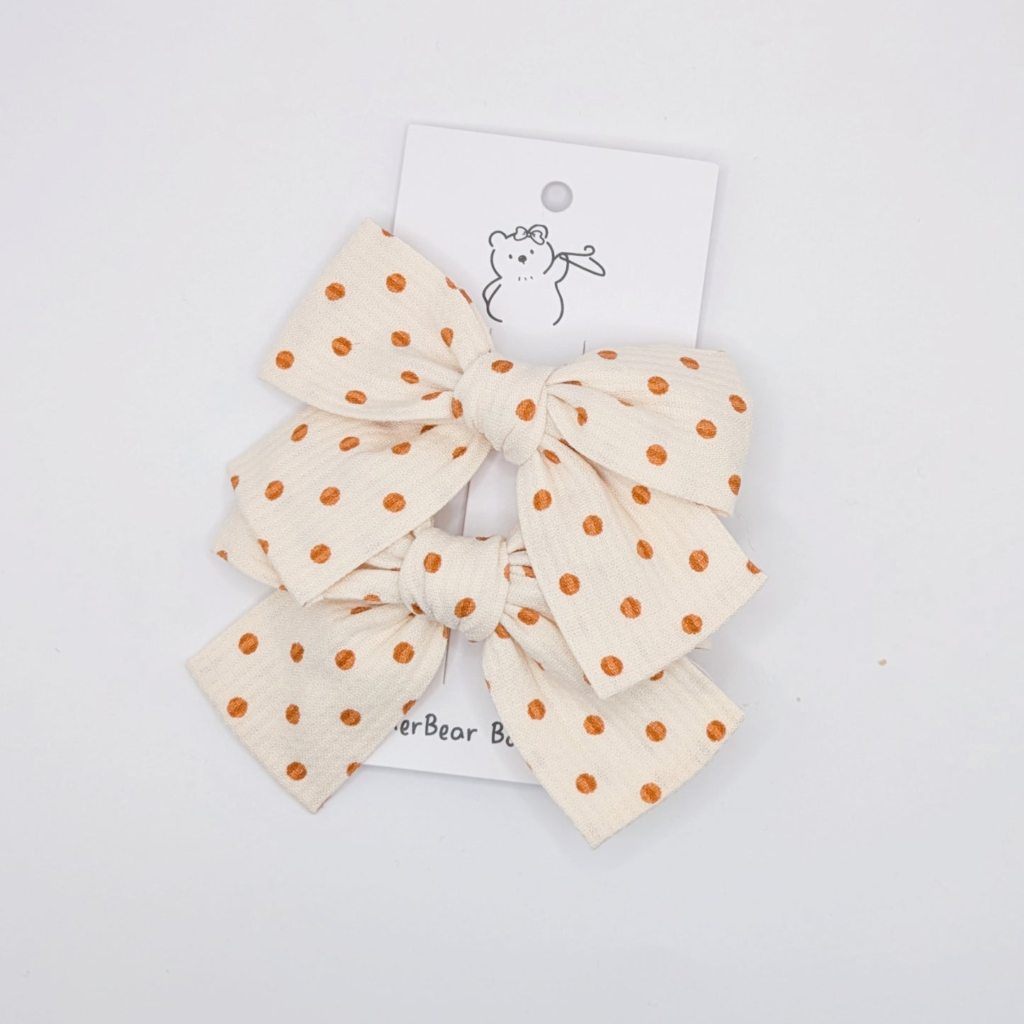 Neutral Plaid Bow Clips