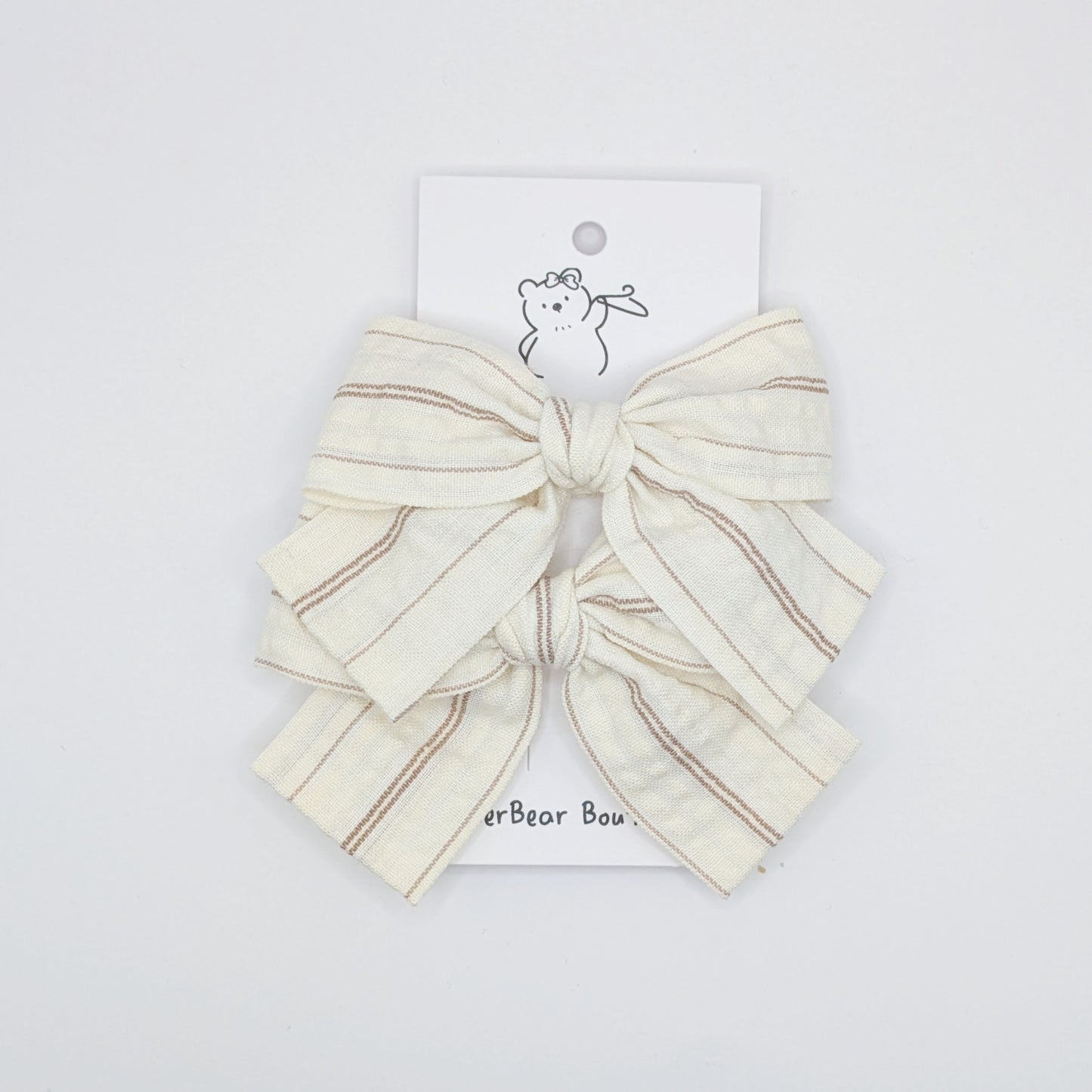 Neutral Plaid Bow Clips