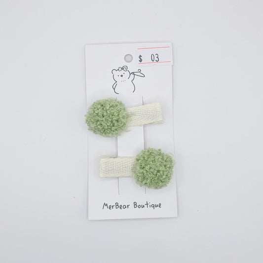 Blue and Green Bow Clips
