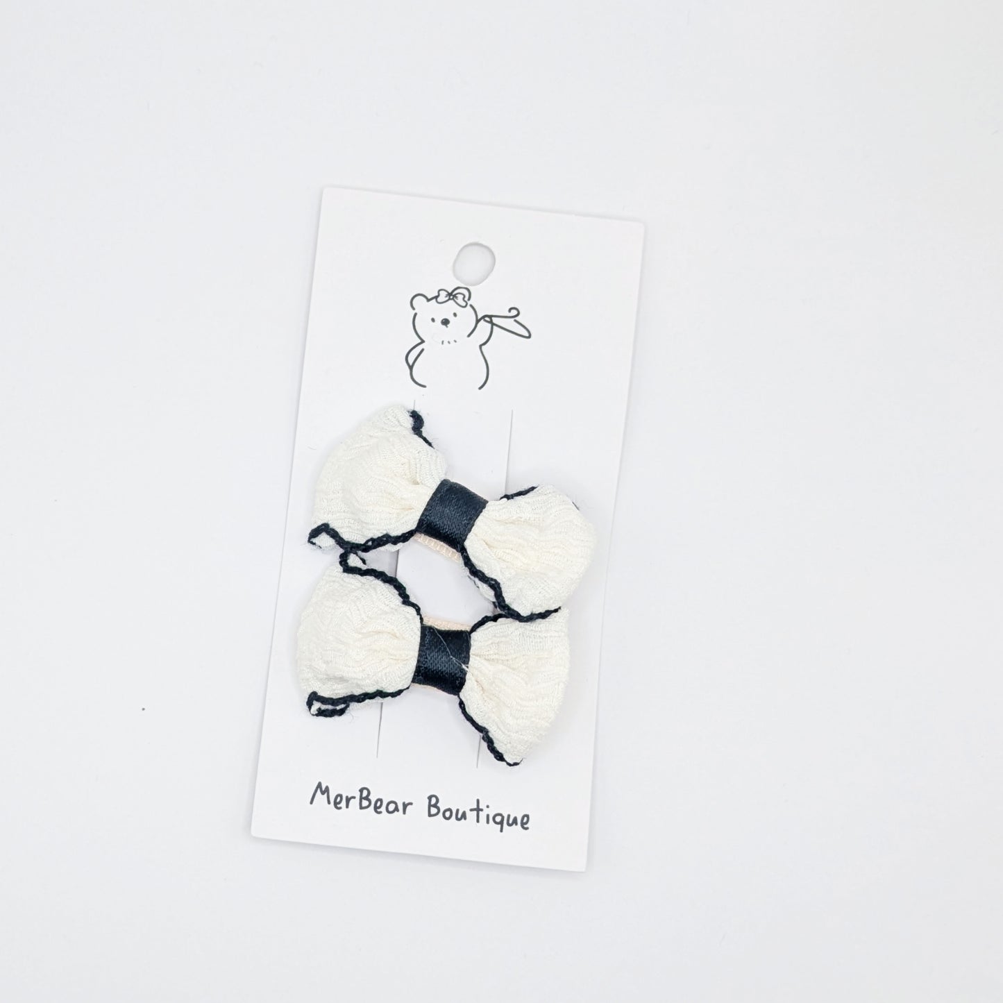 White and Off-White Bow Clips