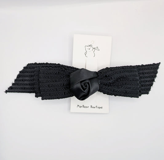 Vintage Ribbon & Pearl Bow Clips – Elegant Trio